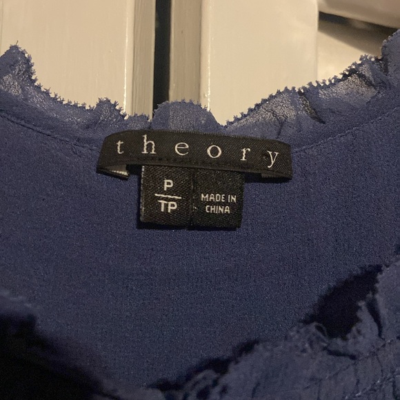 Blue Silk Sleeveless Blouse by Theory (Size: Petite) - Picture 4 of 10